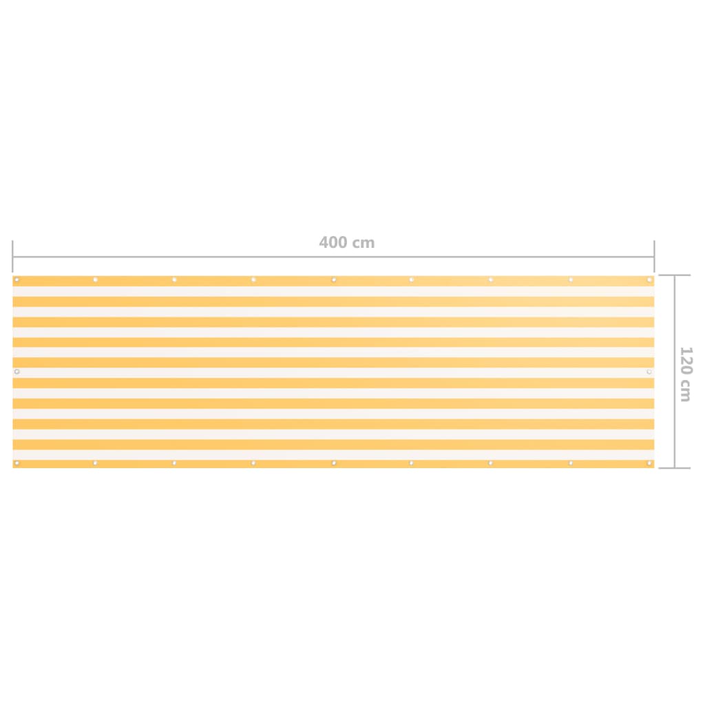 Tela de varanda 120x400 cm tecido Oxford branco e amarelo