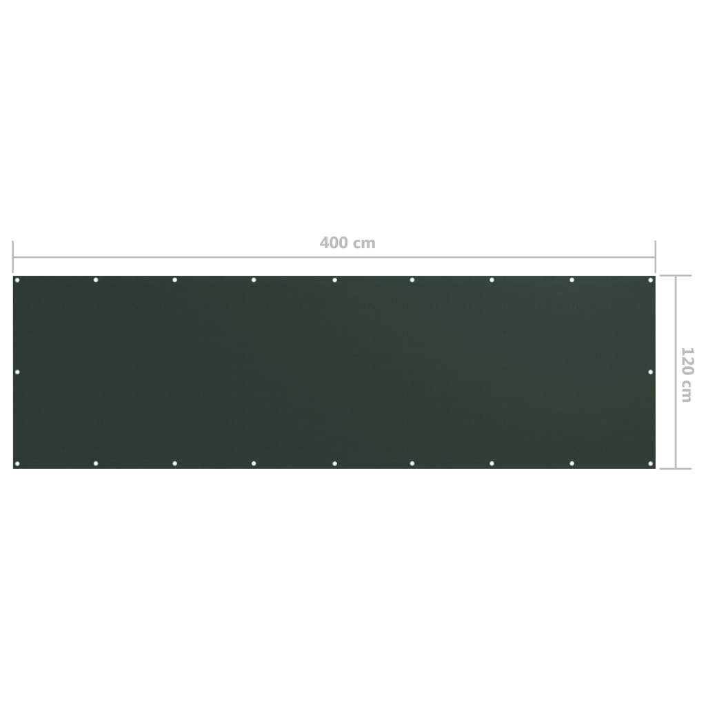 Tela de varanda 120x400 cm tecido Oxford verde-escuro