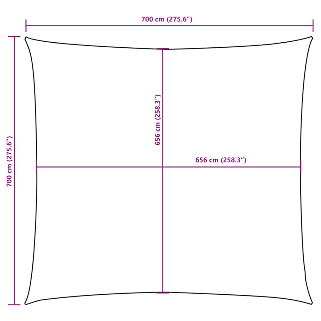 Para-sol vela tecido oxford quadrado 7x7 m antracite