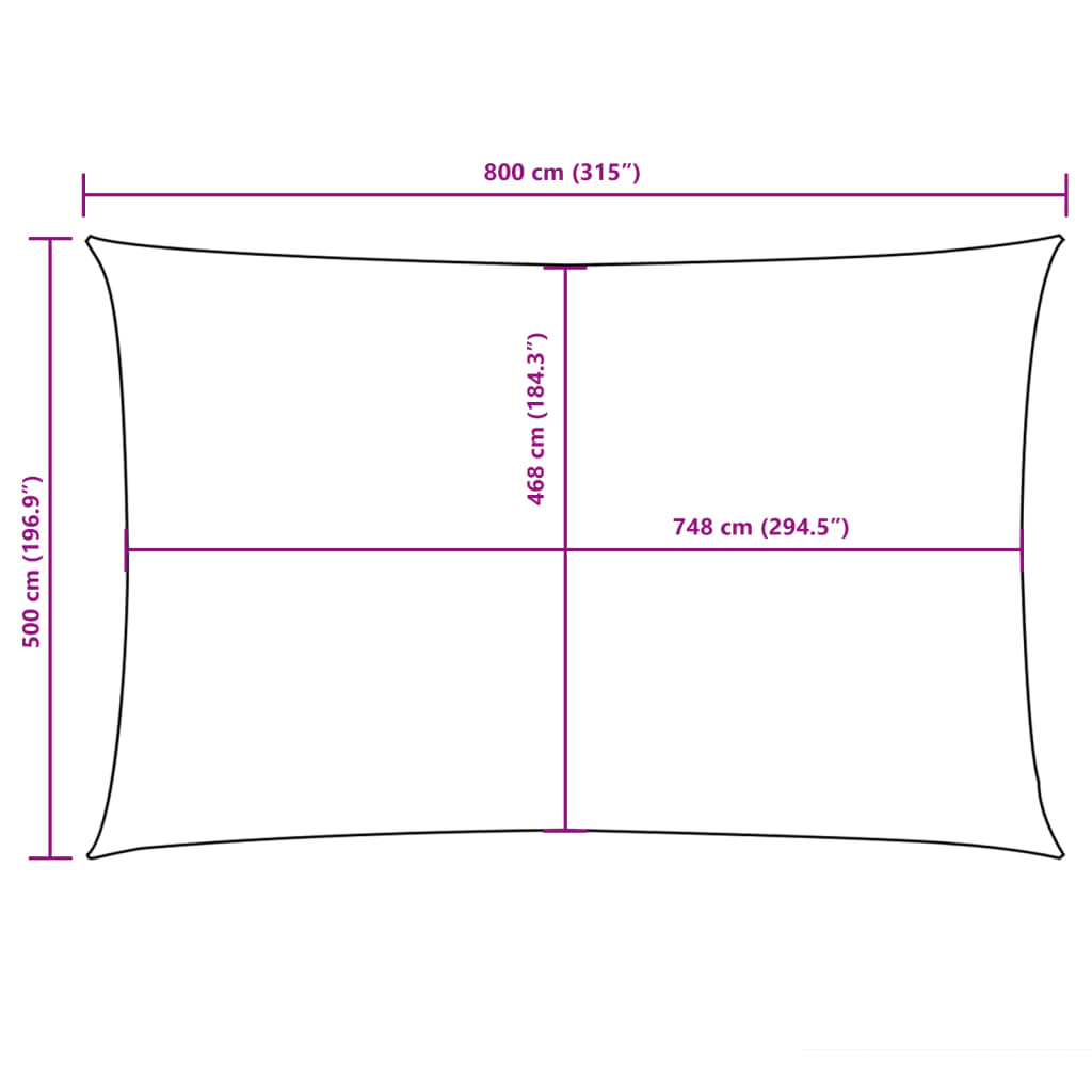Para-sol estilo vela tecido oxford retangular 5x8 m antracite