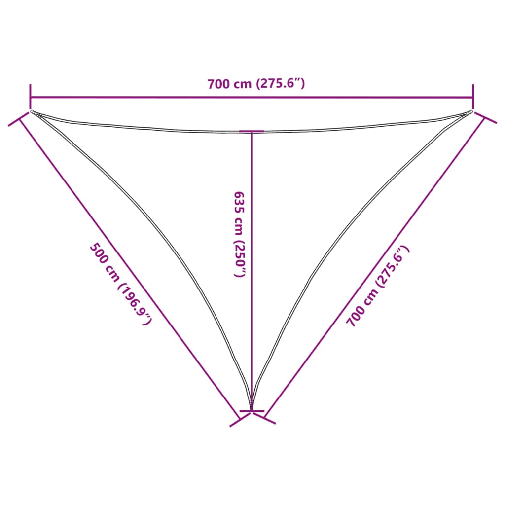 Para-sol estilo vela tecido oxford triangular 5x7x7 m antracite