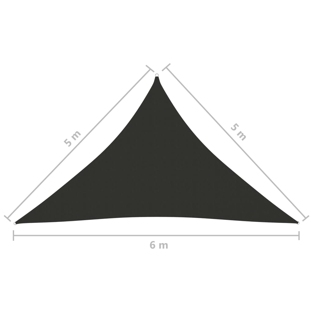 Para-sol estilo vela tecido oxford triangular 5x5x6 m antracite