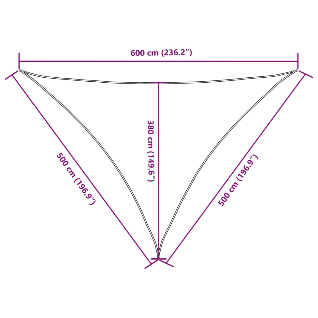 Para-sol estilo vela tecido oxford triangular 5x5x6 m antracite