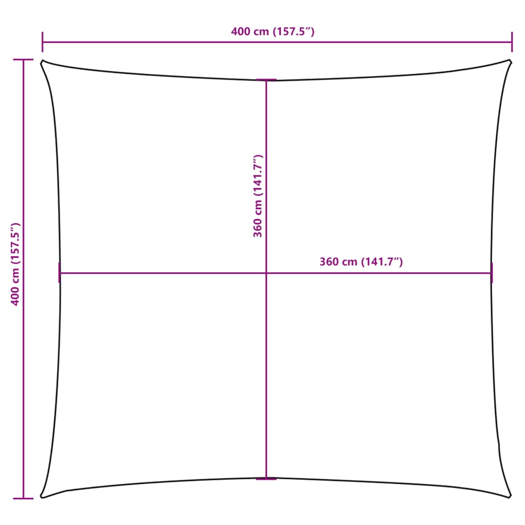 Para-sol estilo vela tecido oxford quadrado 4x4 m bege