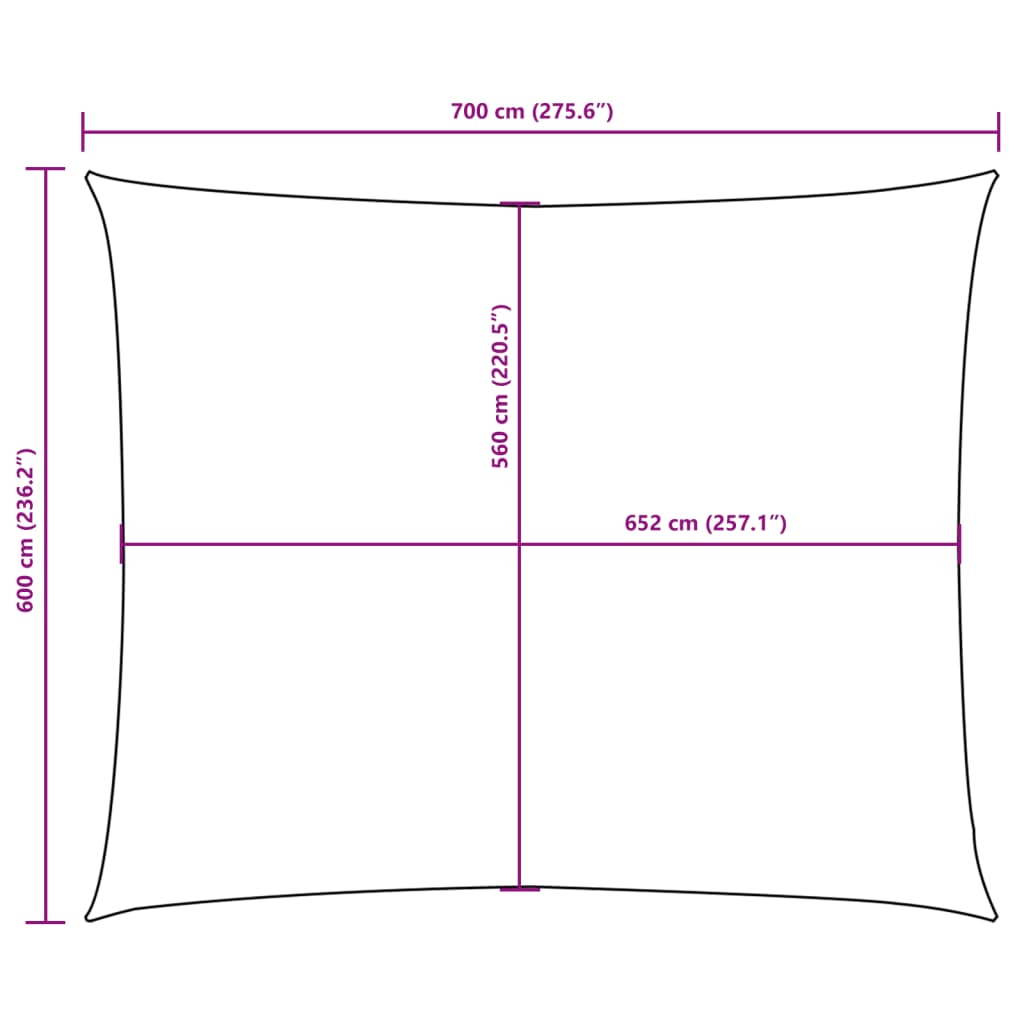 Para-sol tecido oxford retangular 6x7 m bege