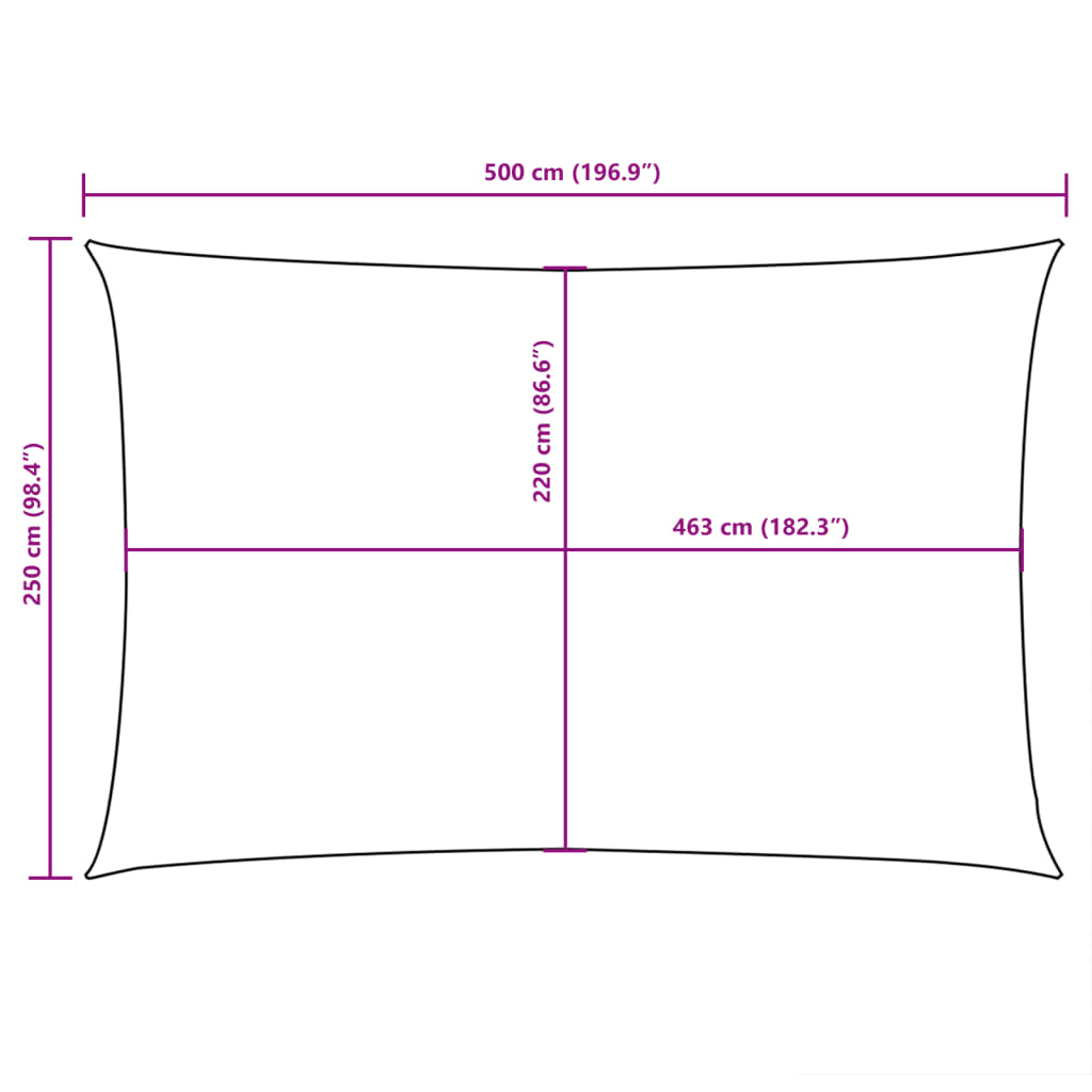 Para-sol estilo vela tecido oxford retangular 2,5x5 m creme