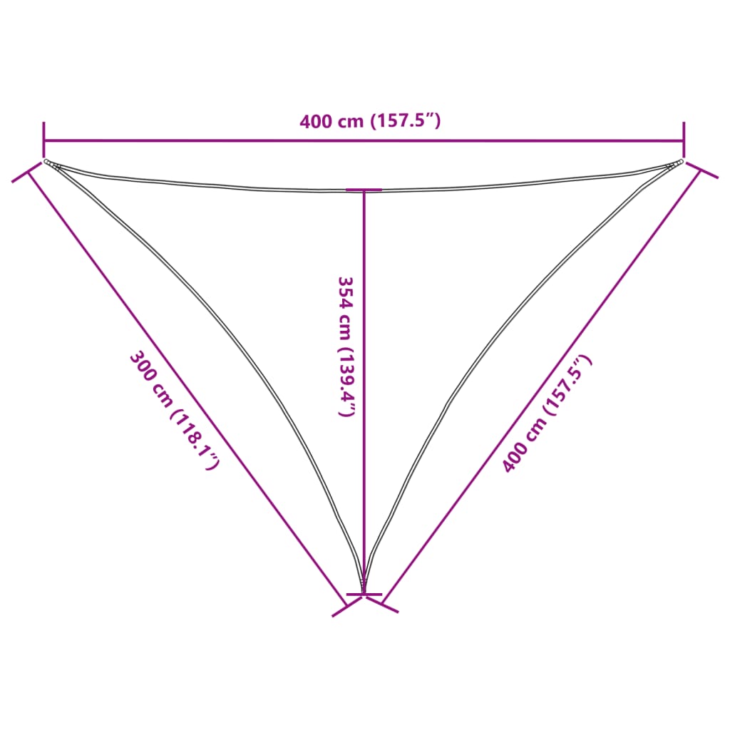 Para-sol estilo vela tecido oxford triangular 3x4x4 m creme