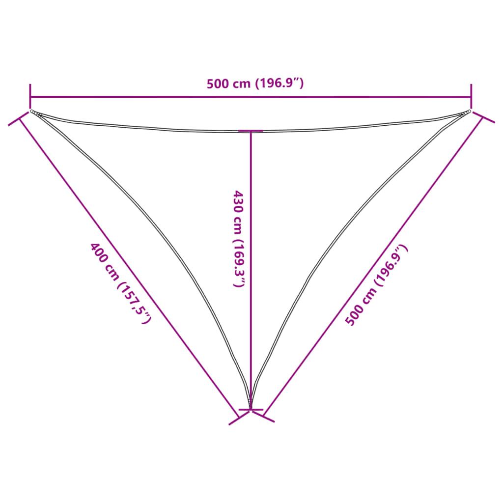 Para-sol estilo vela tecido oxford triangular 4x5x5 m cor creme