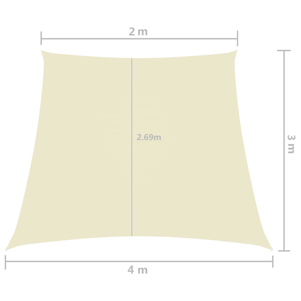 Para-sol estilo vela tecido oxford trapézio 2/4x3 m creme