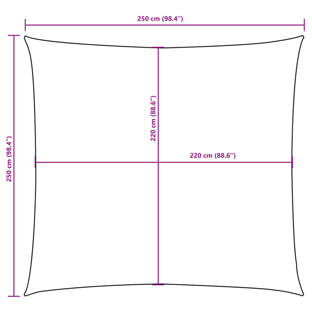 Para-sol estilo vela tecido oxford quadrado 2,5x2,5m branco