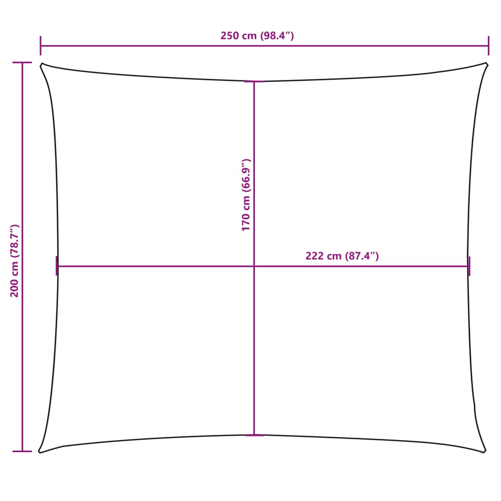 Para-sol estilo vela tecido oxford retangular 2x2,5 m branco