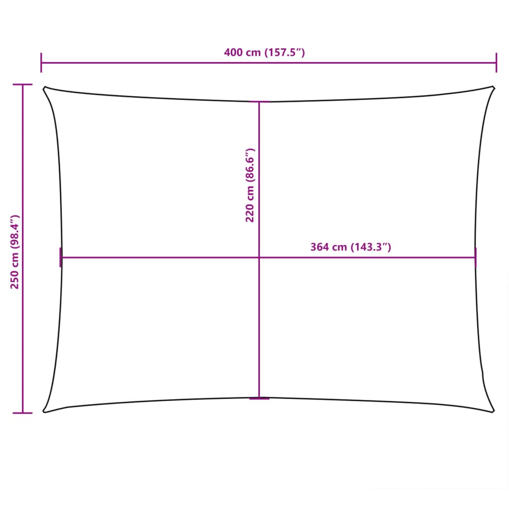 Para-sol estilo vela tecido oxford retangular 2,5x4 m branco