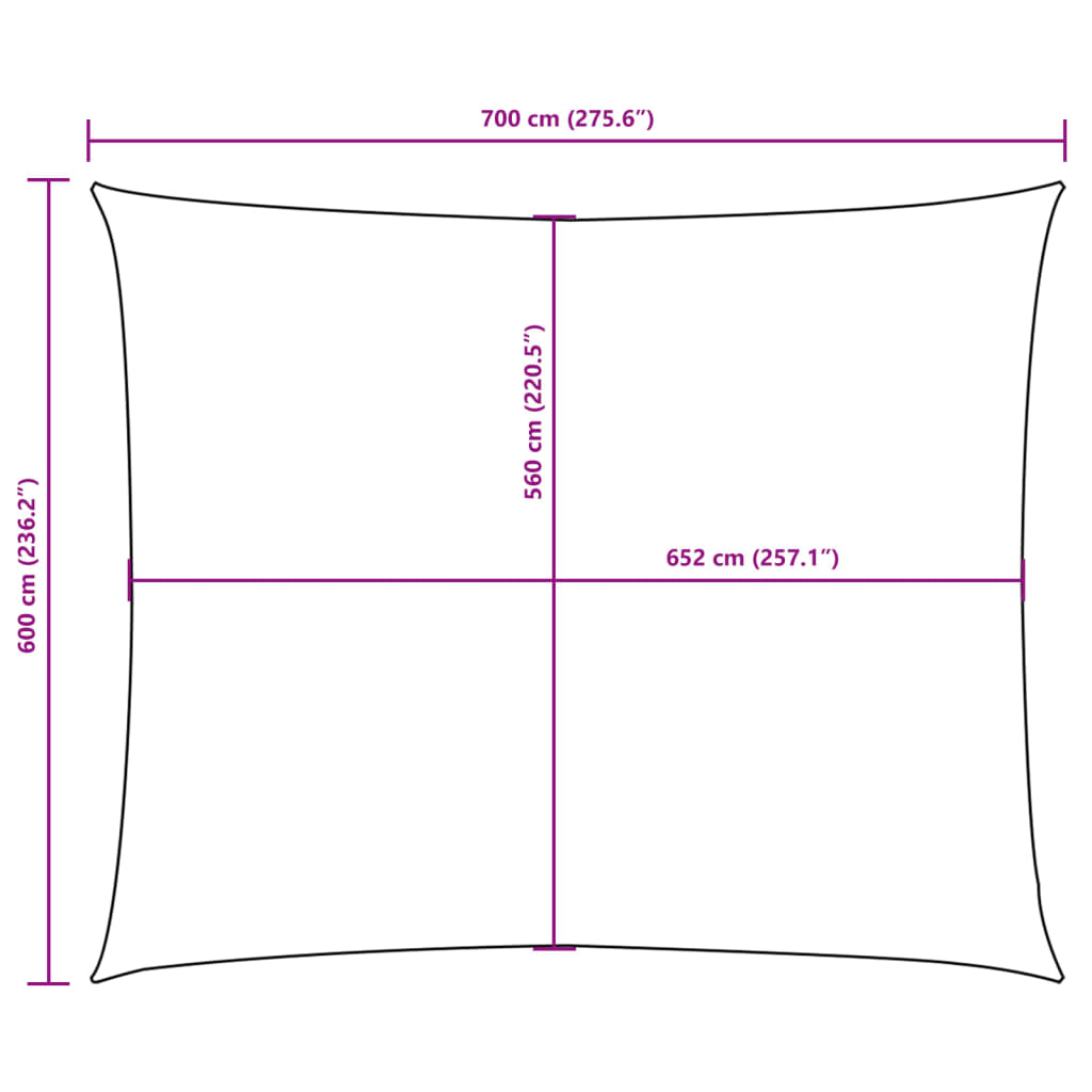 Para-sol estilo velo tecido oxford retangular 6x7 m branco