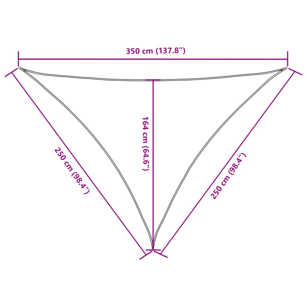 Para-sol vela tecido oxford triangular 2,5x2,5x3,5 m branco