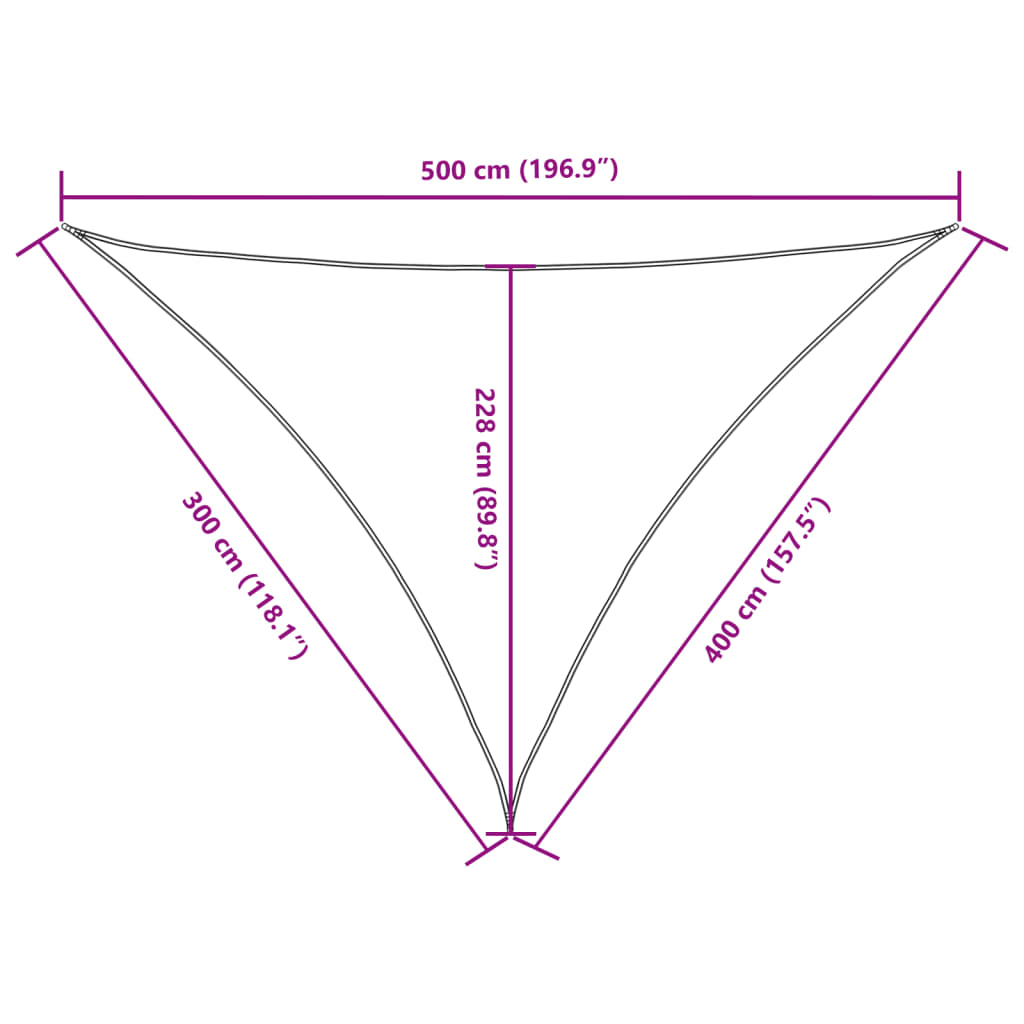 Para-sol em tecido oxford triangular 3x4x5 m branco