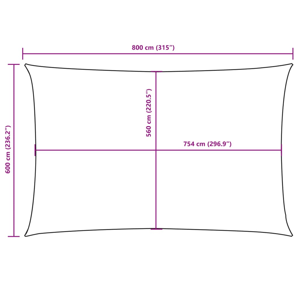 Para-sol estilo vela tecido oxford retangular 6x8 m terracota