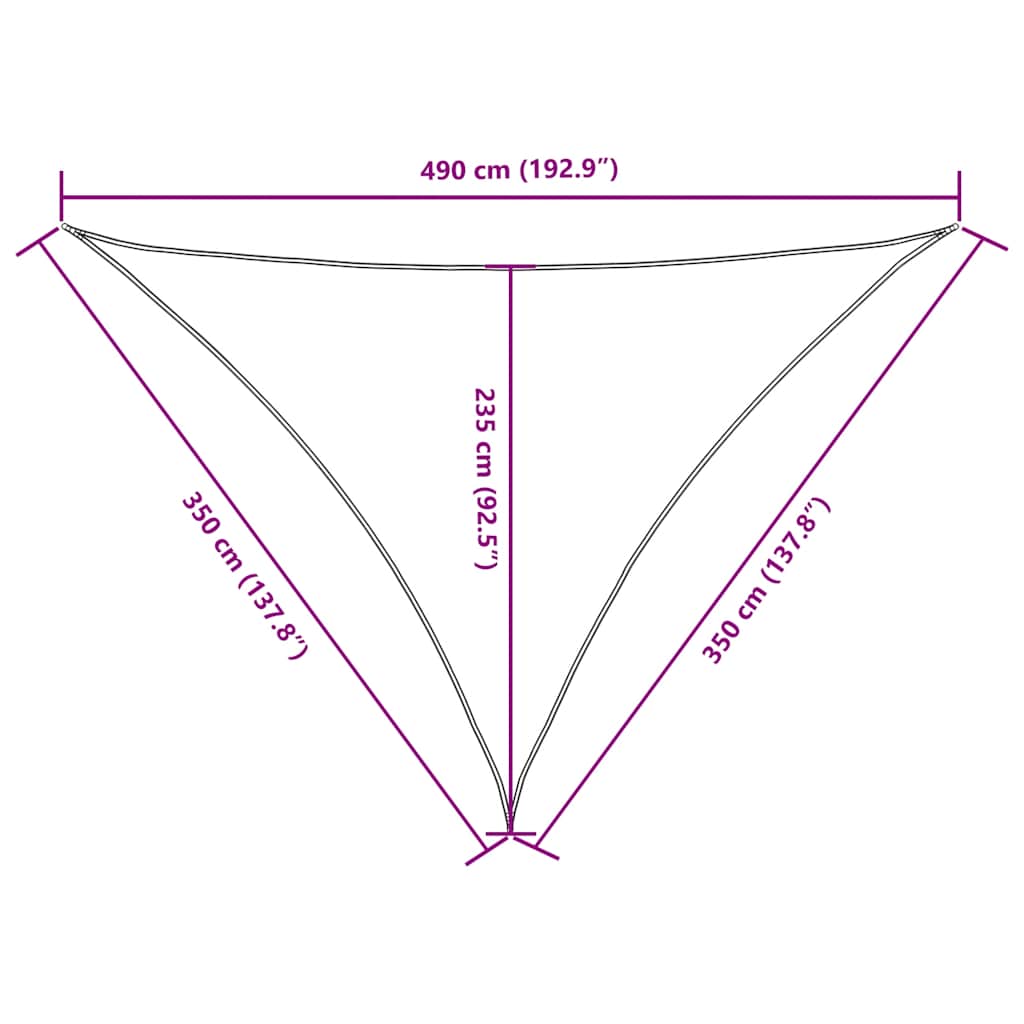 Para-sol tecido oxford triangular 3,5x3,5x4,9m cinza-acastanh.