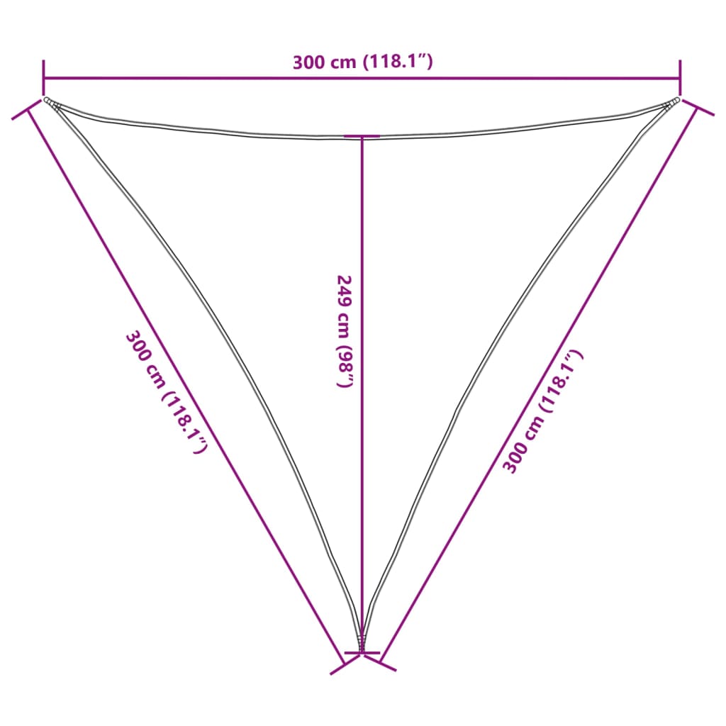 Para-sol vela tecido oxford triangular 3x3x3 m verde-escuro