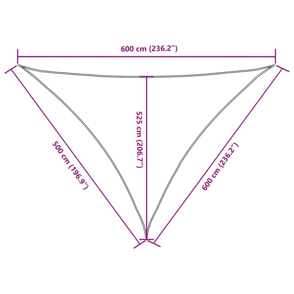 Para-sol vela tecido oxford triangular 5x6x6 m verde-escuro