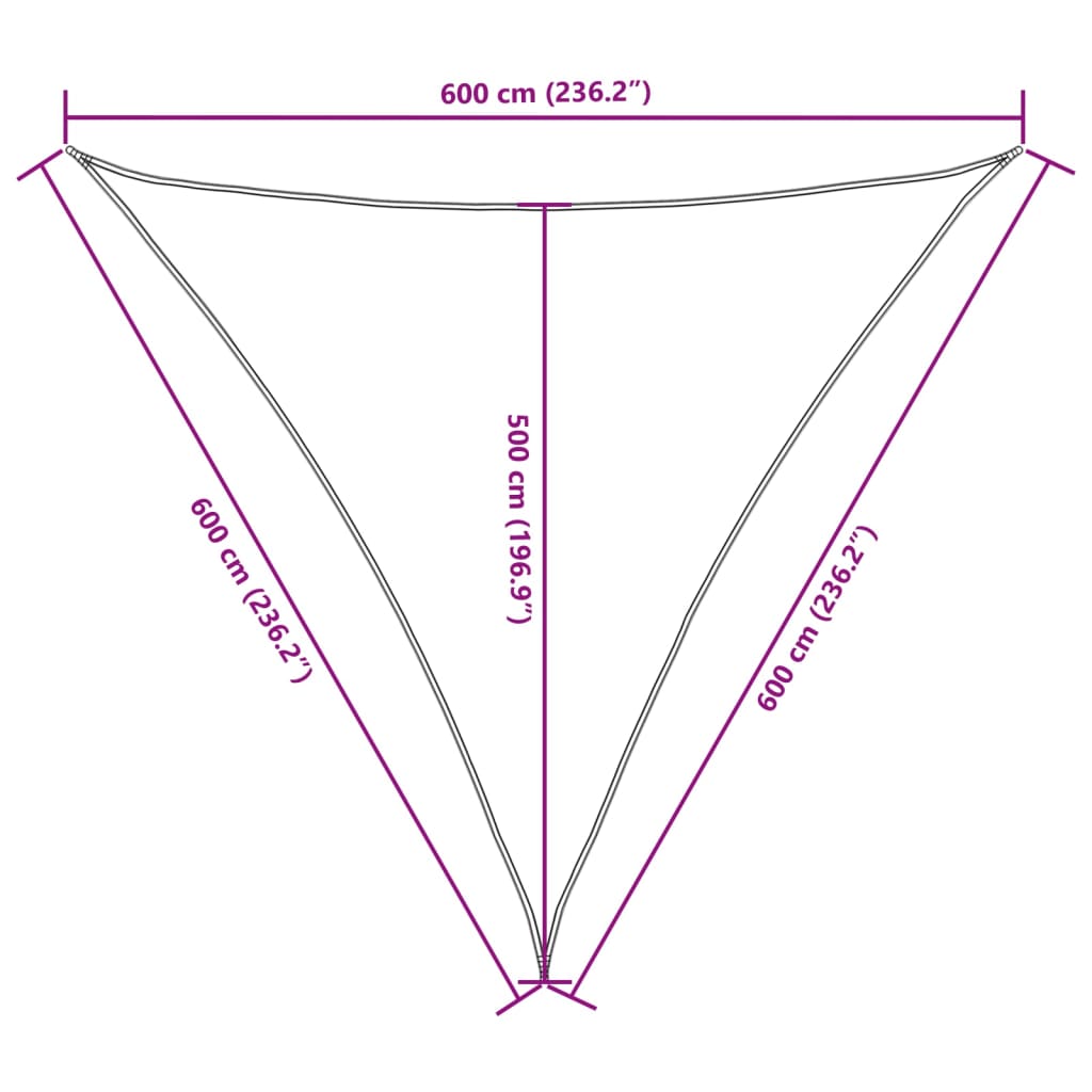 Para-sol vela tecido oxford triangular 6x6x6 m verde-escuro