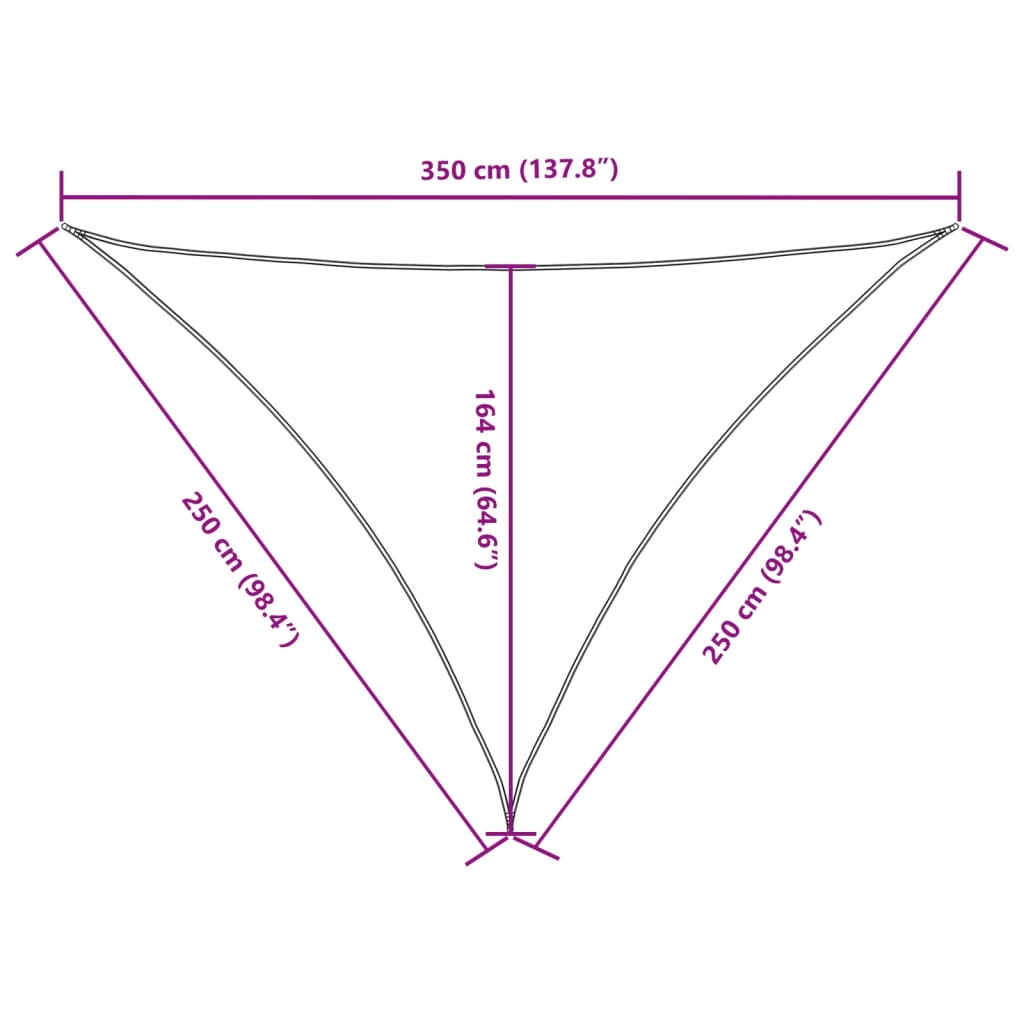 Para-sol estilo vela tecido oxford triangular 2,5x2,5x3,5m azul