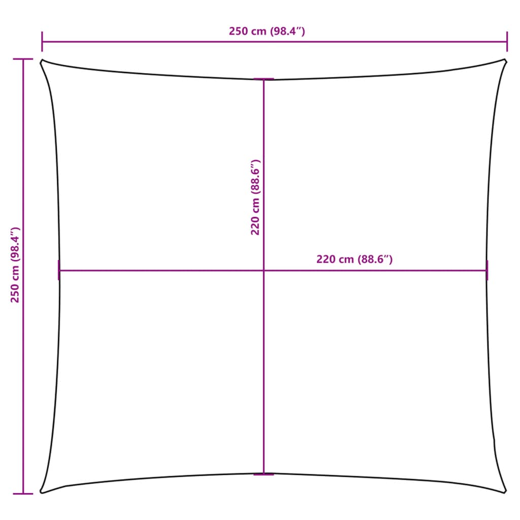 Para-sol estilo vela tecido oxford quadrado 2,5x2,5 m amarelo