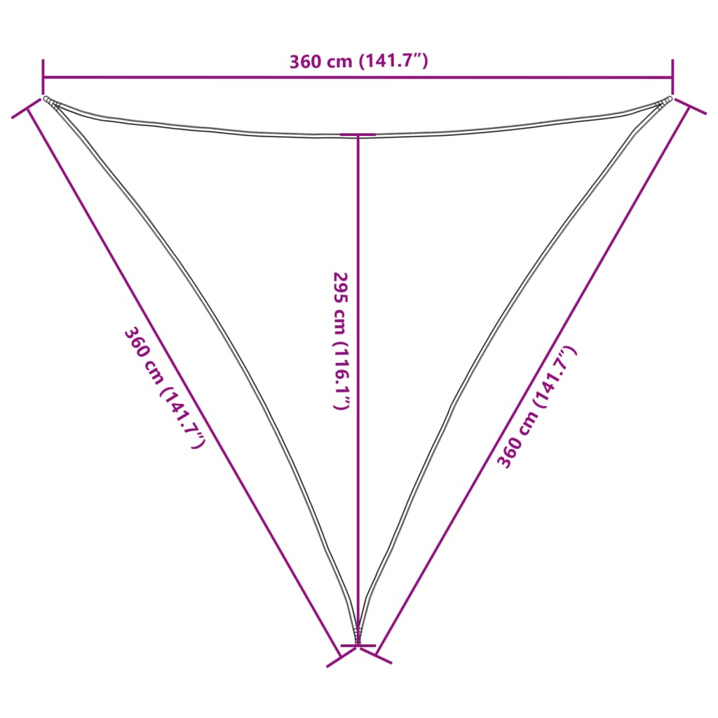 Para-sol vela tecido oxford triangular 3,6x3,6x3,6 m amarelo