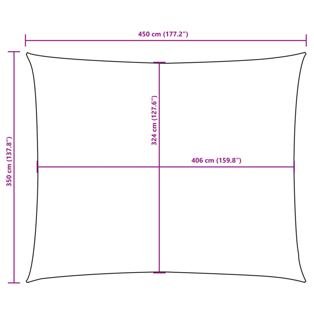 Para-sol estilo vela tecido oxford retangular 3,5x4,5m vermelho