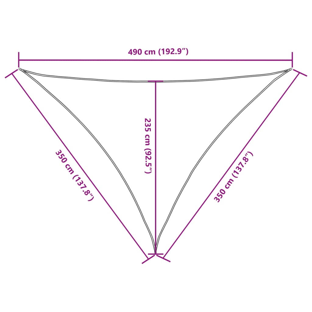 Para-sol vela tecido oxford triangular 3,5x3,5x4,9 m vermelho