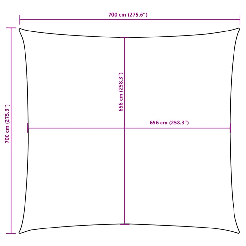 Para-sol estilo vela tecido oxford quadrado 7x7 m laranja