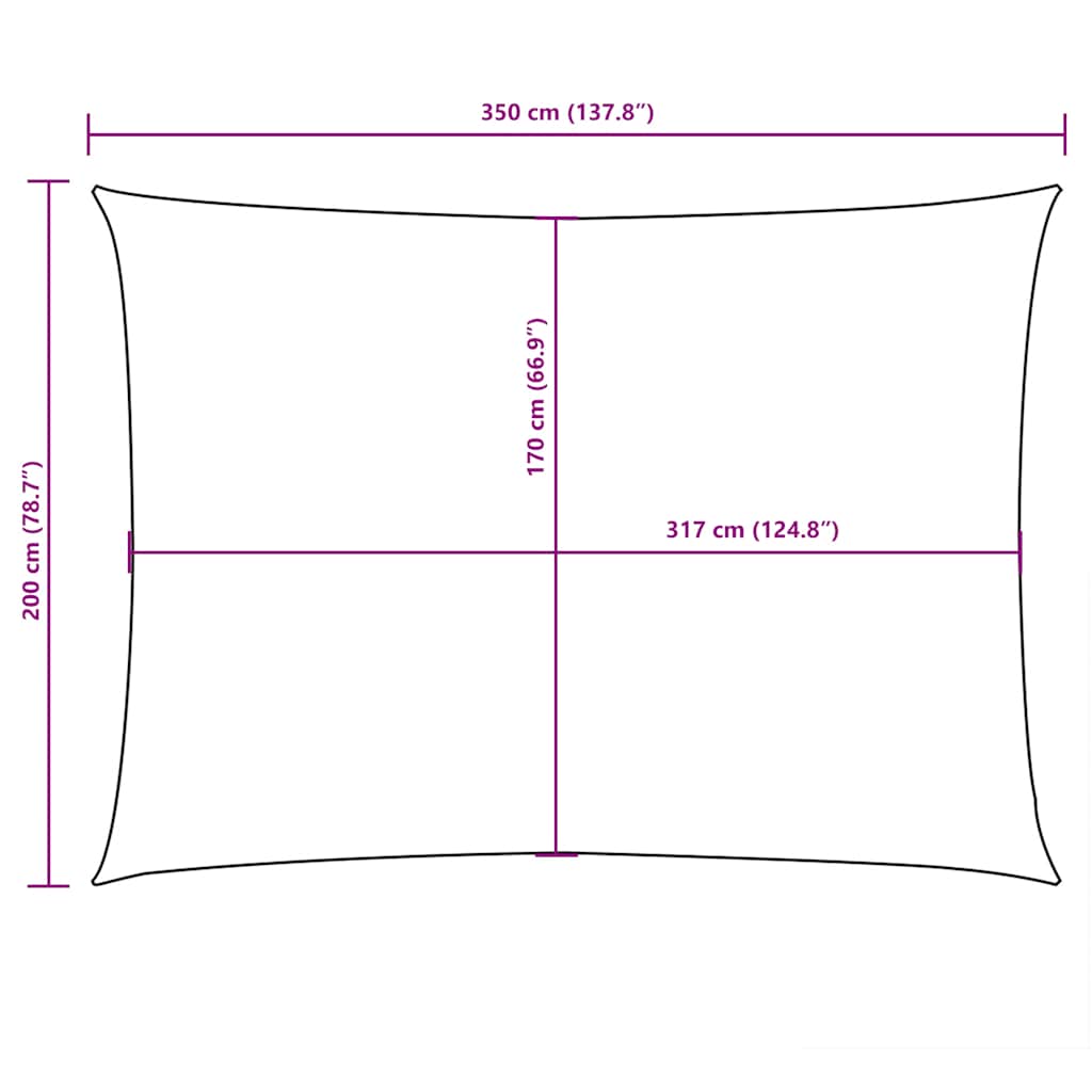 Para-sol estilo vela tecido oxford retangular 2x3,5 m laranja
