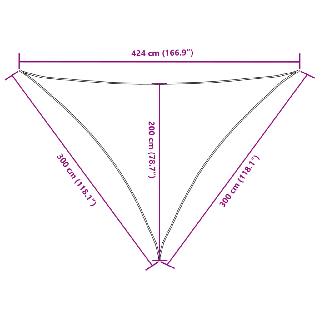Para-sol estilo vela tecido oxford triangular 3x3x4,24m laranja