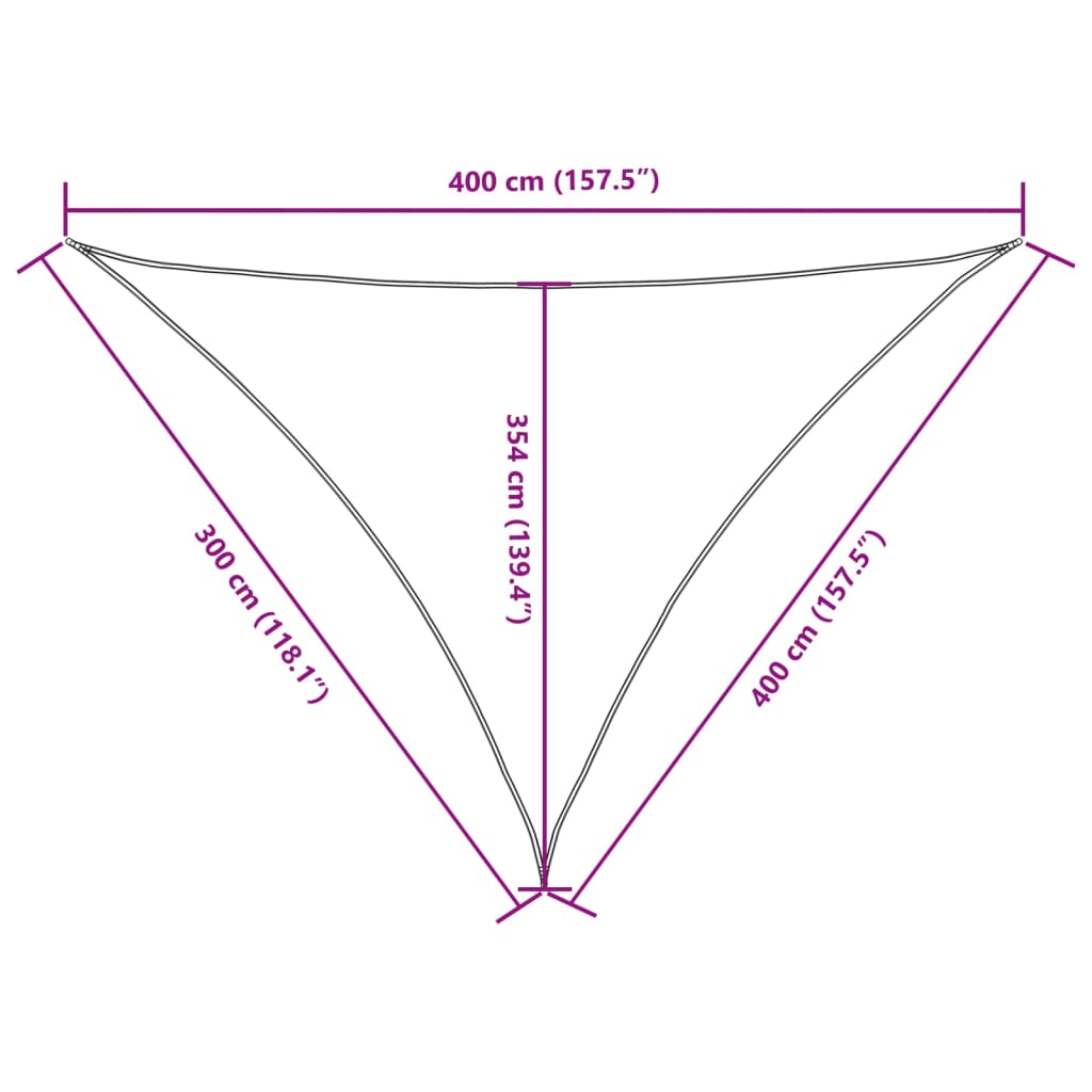 Para-sol estilo vela tecido oxford triangular 3x4x4 m laranja