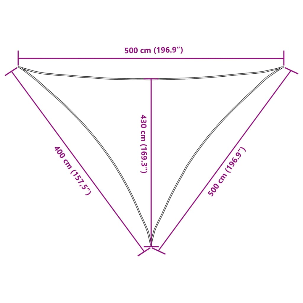 Para-sol estilo vela tecido oxford triangular 4x5x5 m laranja
