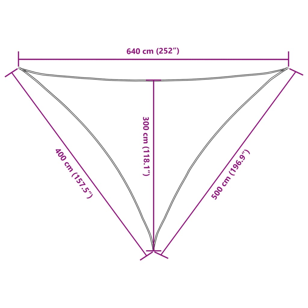 Para-sol estilo vela tecido oxford triangular 4x5x6,4 m laranja
