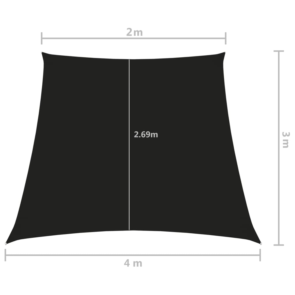 Para-sol estilo vela tecido oxford trapézio 2/4x3 m preto