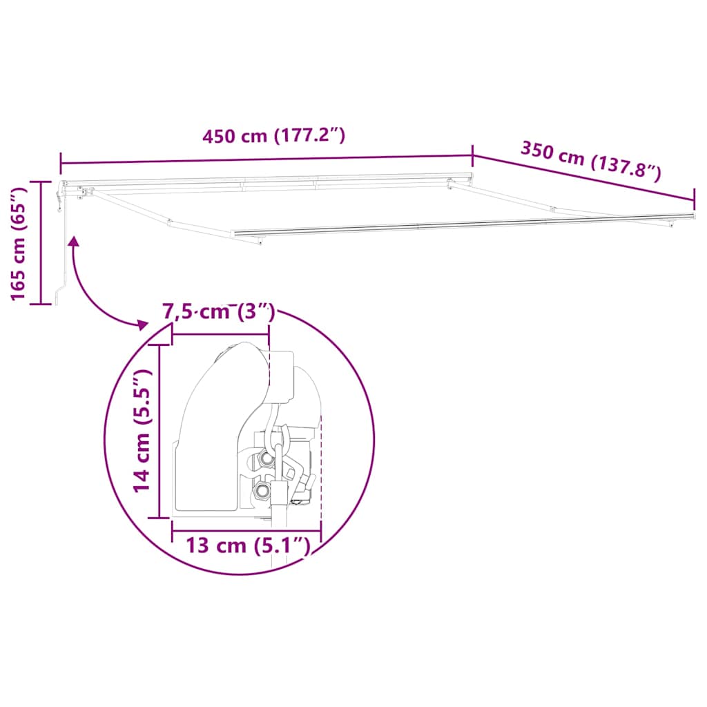Estrutura de Toldo Branco 450 × 350 cm Alumínio