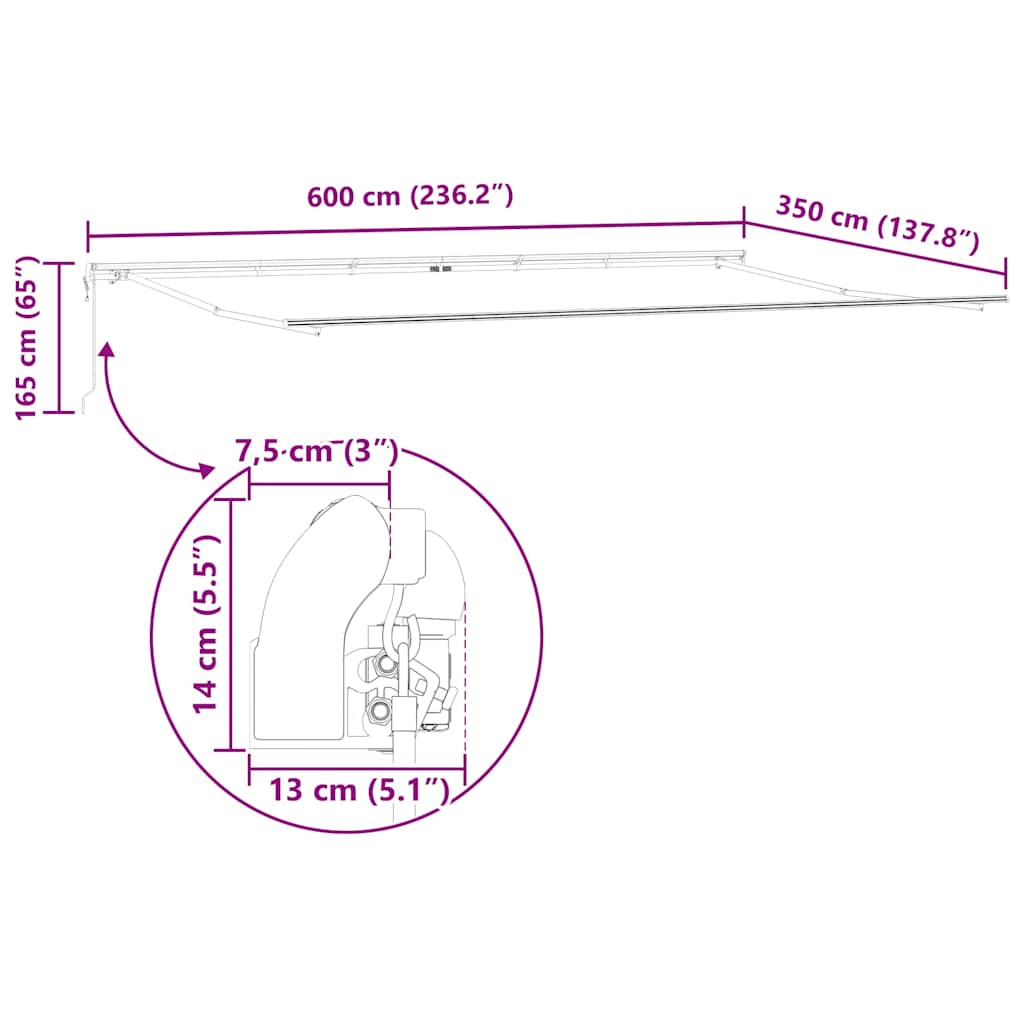 Estrutura de Toldo Branco 600 × 350 cm Alumínio