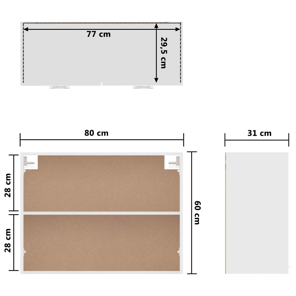 Armário de parede “Lyon” 80x31x60 cm derivados madeira branco