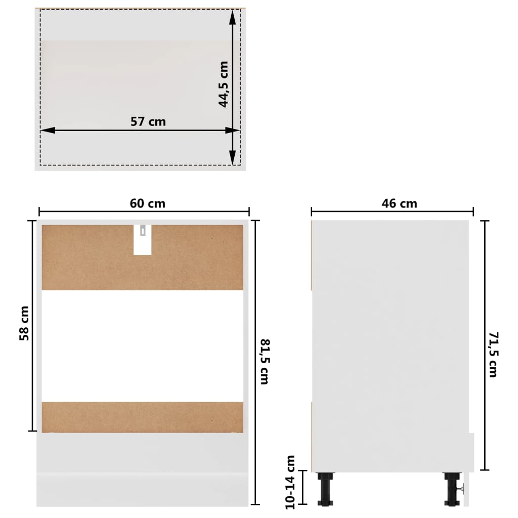 Armário para forno "Riga" 60x46x81,5cm derivados madeira branco