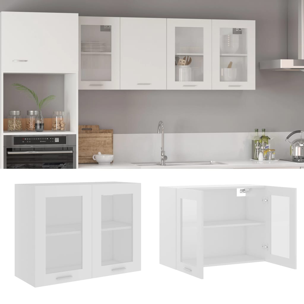 Armário de parede c/ vidro “Lyon” 80x31x60 cm branco