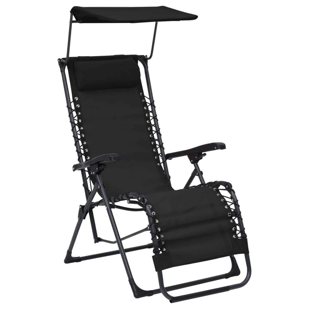 Cadeiras de pátio dobráveis 2 pcs textilene preto