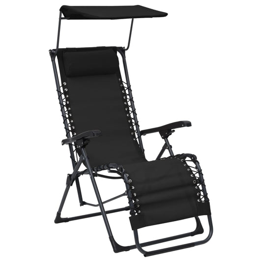 Cadeiras de pátio dobráveis 2 pcs textilene preto