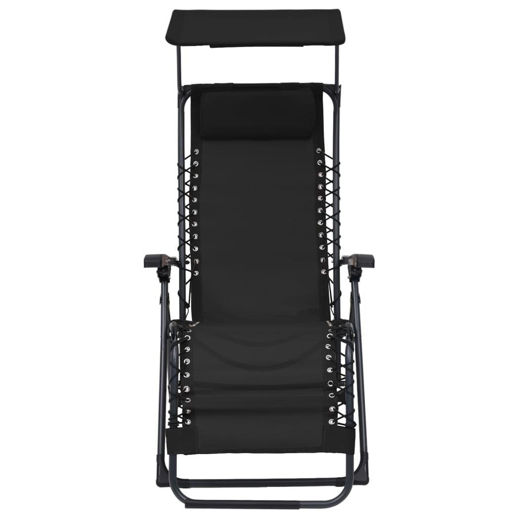 Cadeiras de pátio dobráveis 2 pcs textilene preto
