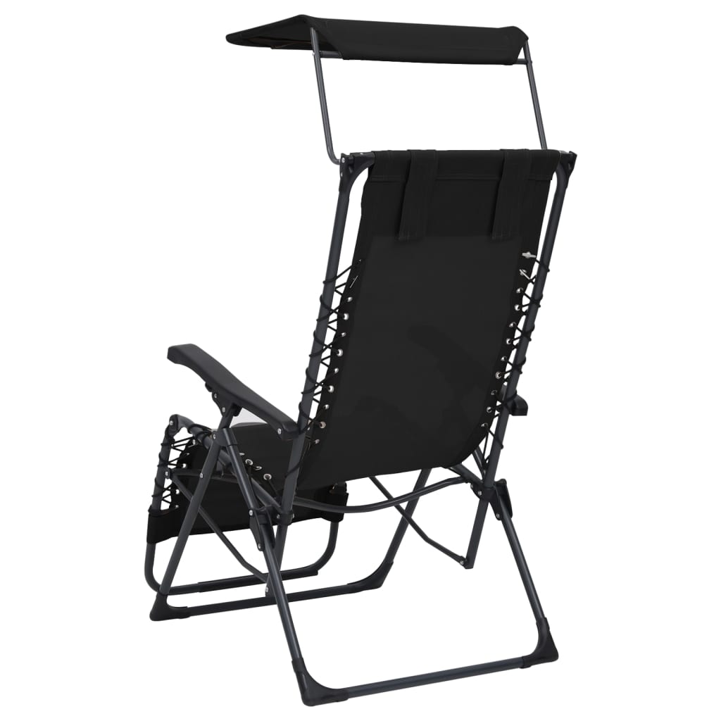 Cadeiras de pátio dobráveis 2 pcs textilene preto