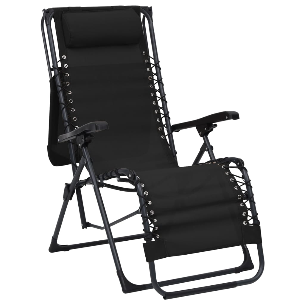 Cadeiras de pátio dobráveis 2 pcs textilene preto