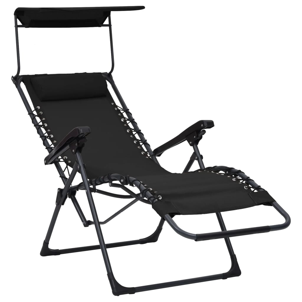 Cadeiras de pátio dobráveis 2 pcs textilene preto