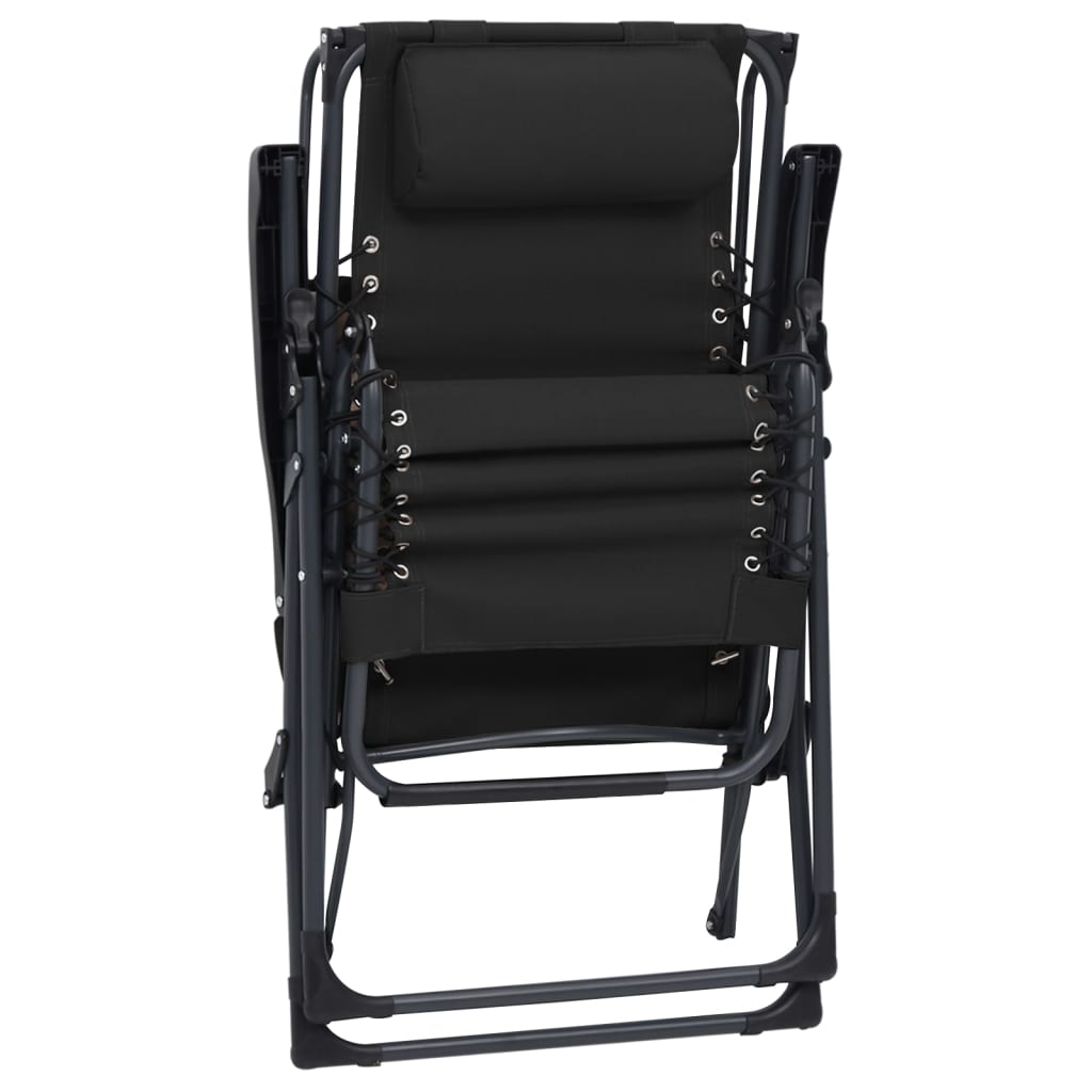 Cadeiras de pátio dobráveis 2 pcs textilene preto