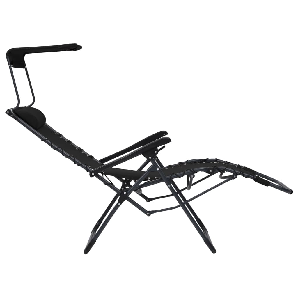 Cadeiras de pátio dobráveis 2 pcs textilene preto