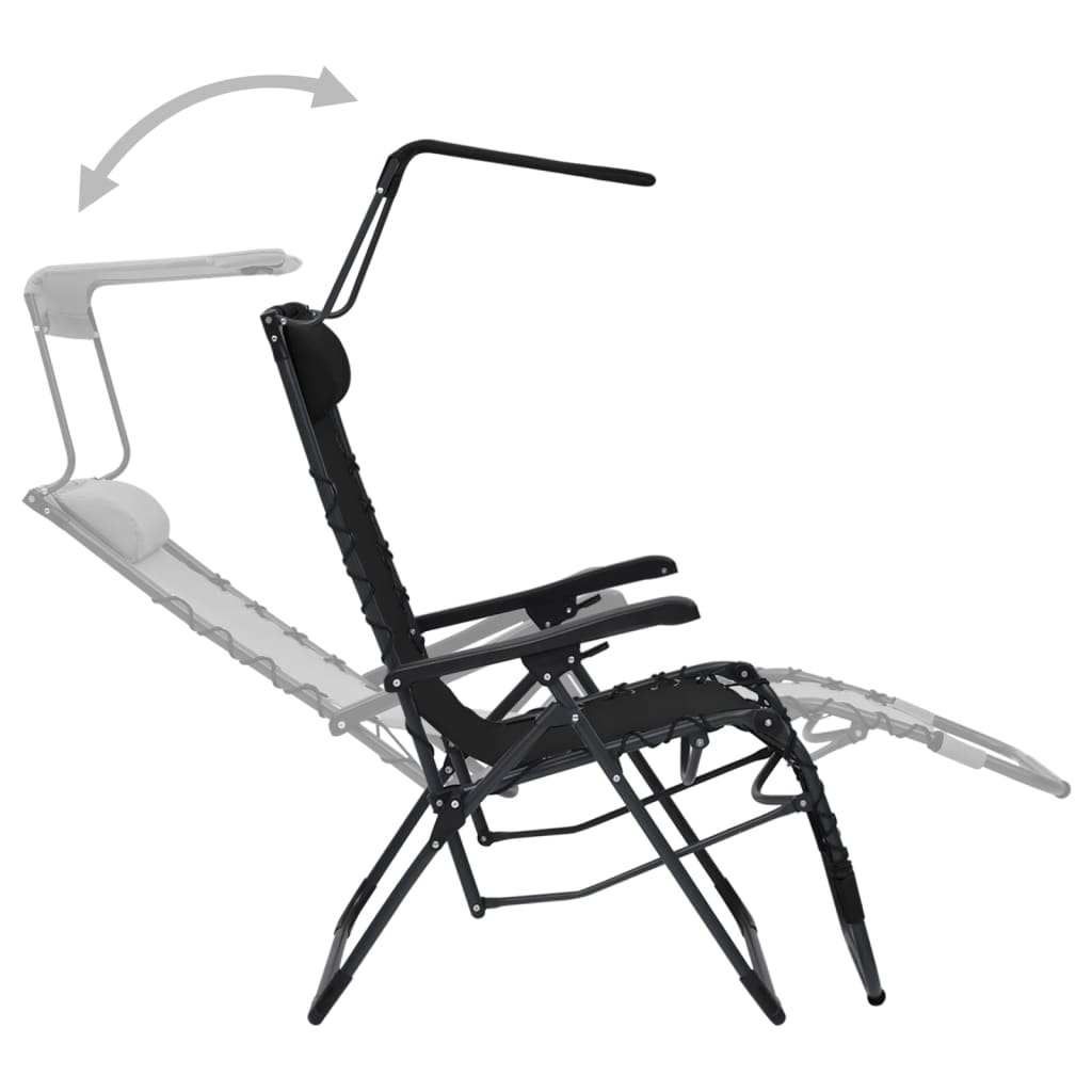 Cadeiras de pátio dobráveis 2 pcs textilene preto